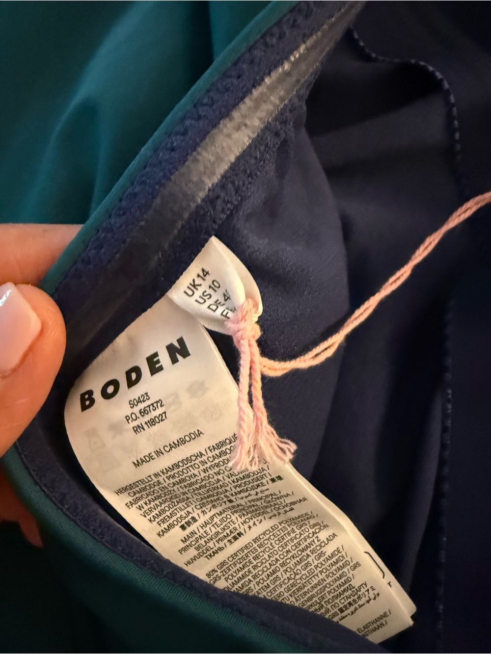 Boden Paros Bandeau Swimsuit with Pink & Purple Embroidery - Picture 4 of 5